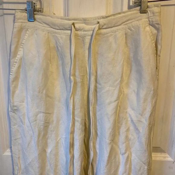 A new day Linen Blend Ivory Cream Summer Casual Pull On pants Women's M Pocket - Picture 8 of 8